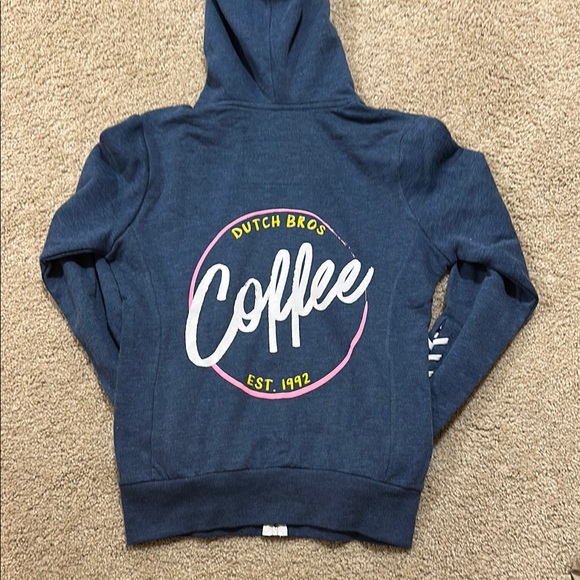 Dutch Bros Blue and White Hoodie with Full Zipper - Picture 2 of 2